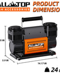 Beefy Dual Cylinder Air Compressor With Digital Pressure Gauge Tire Inflator Kit, portable 12V heavy-duty design