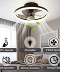 Dope 20 Inch Dimmable Ceiling Fan With Light And Remote in bedroom, quiet copper DC motor, modern look, flush mount