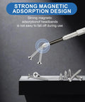 Screwdriver bit from 12-Piece High Magnetic Screwdriver Drill Bit Set With Non-Slip, Impact-Resistant Bits picking up screws