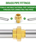 Two Pack Brass Union Fittings 1 Inch NPT Male to 1 Inch NPT Female Pipe Connector Heavy Duty Corrosion Resistant Brass for plumbing