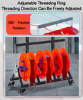 Heavy Duty Wire Spool Rack Dispenser with 1 2 3 4 5 Way Pay Off Holder for electrical and industrial use, showing adjustable threading.