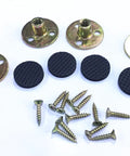 Four Inch Solid Rubber Wood Replacement Furniture Legs Set hardware components including metal plates and screws