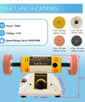 Bench Polisher And Buffer With Variable Speed For Metal Wood Jade Pro Polishing Machine 15 Piece Accessory Set