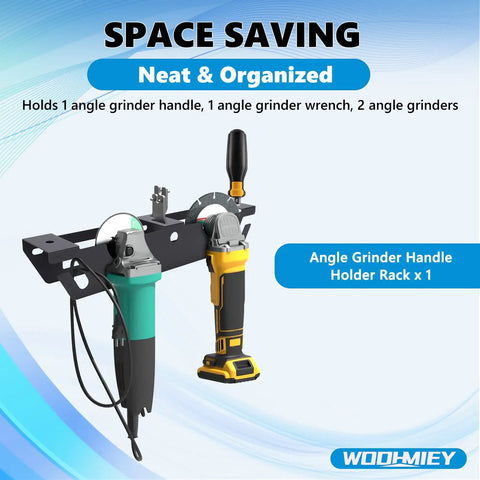 Angle Grinder Holder Wall Mount With Two Bay Storage Rack, Heavy Duty Metal Tool Organizer With Grinders
