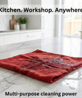 Red Cotton Shop Towels 12 Pack For Garage And Auto Care Ultra Absorbent Reusable Lint Free Rags on kitchen counter