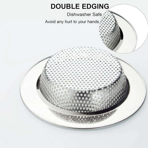 Stainless Steel Kitchen Sink Strainer Set 4.5 Inch Wide Rim Drain Strainers Heavy Duty Rust Resistant with micro-perforated design