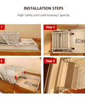 Installation steps for Game Changer Electric Attic Ladder Pull Down Design With Comfort Grip Armrests For Effortless Ceiling Access.