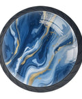4 Pack Blue Abstract Fluid Marble Glass Cabinet Knobs Round Crystal Kitchen Pulls For Dresser Bathroom Wardrobe Cupboard Doors