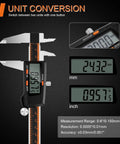 Digital Caliper 6 Inch With Large LCD Screen Auto Off Inch Millimeter Conversion Stainless Steel Vernier Caliper display details.