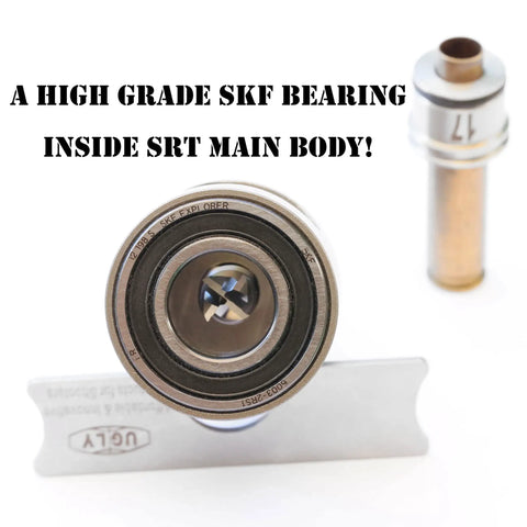 Close-up of SKF ball bearing in Shoulder Referenced Brass Case Trimmer With No 15 Collet For 300 AAC Blackout Pro Grade Build