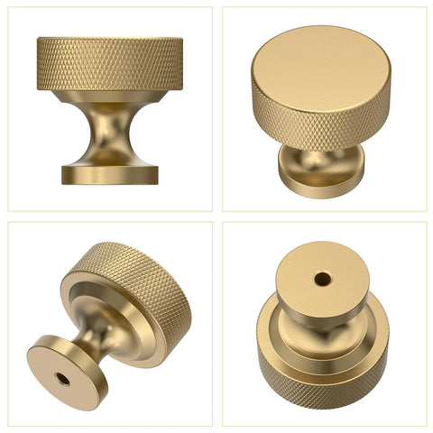 Champagne Bronze Knurled Cabinet Knobs 10 Pack for Cabinets and Drawers Kitchen Cupboard Dresser Hardware shown in different angles