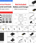 Six Leg Hexapod Robot Kit With Remote For DIY Makers That Walks Crawls And Twists Works With Arduino IDE App Remote Control Easy Programming With Sample Code Library Ideal STEM Project parts list and included acrylic plates, servos, controller, and screws
