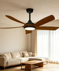 Cynphony Ceiling Fan with Light Remote, 3 CCT Dimmable, HY6082 in stylish living room with walnut-stained blades.