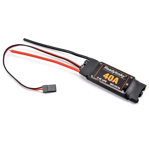 2-4S 40A Brushless ESC With 5V 3A BEC For F450 S500 ZD550 RC Helicopter Quad Copter 4 Pack showing wires and label