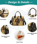 Desert Brown Insulated Cooler Bag Lunch Box Tote With Detachable Shoulder Strap showing pockets and easy-to-clean surface