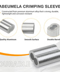 100 Pack Aluminum Hourglass Crimping Loop Sleeves For 3/32 Inch Wire Rope, durable aluminum double-barrel design.