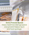 Liquid Friendly Vacuum Sealer Bags For Home Storage That Seal Soups And Sauces Mess Free Leak Proof And Microwave Safe Sous Vide Safe Ideal For Batch Cooking And Freezer To Water Bath Meals in freezer with stored food