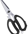 Heavy Duty Japanese Kitchen Scissors 8.2 Inch With Detachable Serrated Blade, Sharp As Nails Stainless Steel, Dishwasher Safe, Multipurpose Kitchen Shears For Quick Cuts Of Meat, Poultry, Seafood And More, Black, black-handled serrated blade
