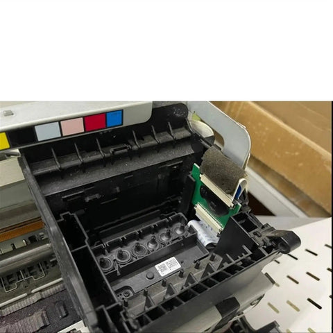 Inside view of the Straight Up Printer Head Adapter Board And Riser Card Breakout Motherboard for DTF DTG UV Printing Setup.