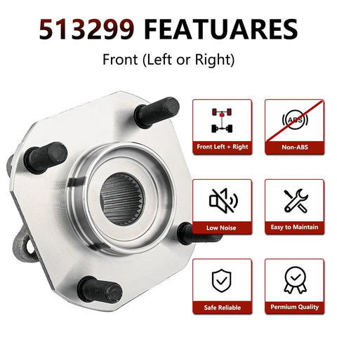 Pair Front Wheel Hub Bearing Assembly For Nissan Sentra 2007 2008 2009 2010 2011 2012 2.0L Non ABS Models Wheel Hub Replacement