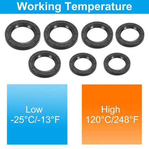 Radial Shaft Seal 28mm ID, 42mm OD, 7mm Width Nitrile Rubber Oil Seal For Bearings, Oil Pumps, And Engines, Durable Black Seal Built For Heavy Duty Machinery, High Temp, Leakproof Performance. Working temperature -25°C to 120°C.