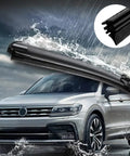 Top Shelf Hella Durable 4 Pack Frameless Windshield Wiper Blade Refills Easy Install All Season Natural Rubber on SUV during rain