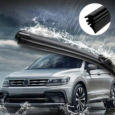 Top Shelf Hella Durable 4 Pack Frameless Windshield Wiper Blade Refills Easy Install All Season Natural Rubber on SUV during rain