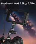 7 Inch Magic Arm With 1/4-20 Screws And Spring Loaded Pins 1.5 Kg Load Capacity 360 Degree Dual Ball Head holding a camera monitor