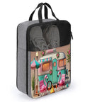Go To Waterproof Shoe Bag For Travel And Gym with a colorful camper design, large capacity, and durable snowflake textured fabric and zipper.