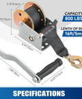 Beefy Heavy Duty Boat Trailer Winch With 5m Black Strap Hand Crank Gear Winch For Towing Up To 800 Lbs Rust Resistant Steel Body