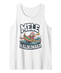 Santa Outrigger Canoe Hawaii Retro Surf Tank Top For Men Lightweight Black, Classic Fit, Double Needle Hem, Aloha Beachwear.