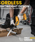 Worker using Cordless Reciprocating Saw Kit For 20V Max Battery, Brushless Motor With 3 Speed Settings 0-3500 SPM on PVC pipe
