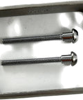 Cast Stainless Steel Dual Sided Door Pull Set For 1 Inch Doors With Included Fasteners, shown with two pulls and screws