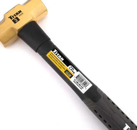 Heavy-Duty 3 Lb Solid Brass Hammer Spark Resistant And Non-Marring For Steel And Iron Overstrike Protection 15.5 Inch Handle