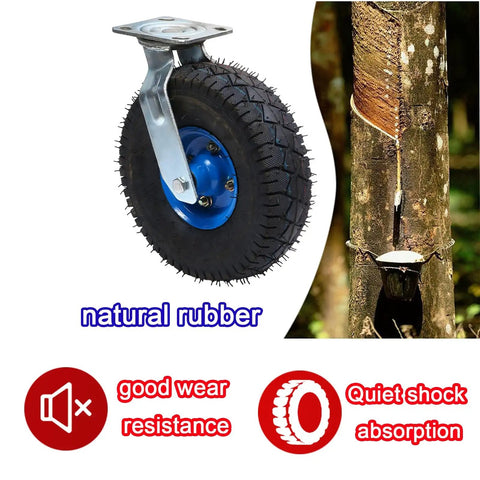 Heavy Duty Industrial Caster Wheels Four Pack Eight Inch Air Filled Rubber Casters Packed With Two Locking Pedal Brakes And Two Swivel Rollers Built Tough Steel Hub Shock Absorbing Cushion With Quick Install Bolts For Smooth Cart Handling