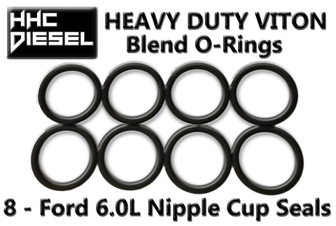 HHC Diesel Ford 6.0L nipple cup seals kit with 8 black Viton O-rings and 1 socket