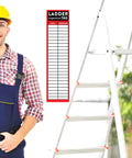 Heavy Duty Red Ladder Inspection Labels 120 Pack Real Deal Safety Stickers For Job Site Checks and crew step tagging on a job site.