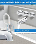 Upgrade Your Bath Game Fast With This Pro Tub Faucet Replacement Kit Including Diverter Spout And Three Handle Knobs For A Sleek Stainless Steel Finish That Fits Standard Connections. chrome tub faucet replacement kit with diverter spout, three knobs, and pull-up lift rod