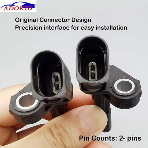 Ready To Run Front And Rear Abs Wheel Speed Sensor Pack Of Four For Volkswagen VW showing 2-pin connectors for easy installation.