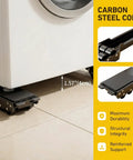 Close-up of Heavy Duty 2 Pack Furniture Dolly With Sturdy Carbon Steel Build and Thick Rubber Pads for washing machine support.