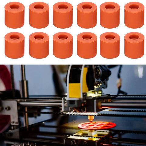 Built Like A Tank 12 Piece 3D Printer Heat Bed Leveling Kit With 16mm Silicone Columns displayed with printer in action.