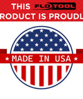 Made in USA label with a stars and stripes design and FloTool logo, indicating product origin.