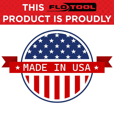 Made in USA label with a stars and stripes design and FloTool logo, indicating product origin.