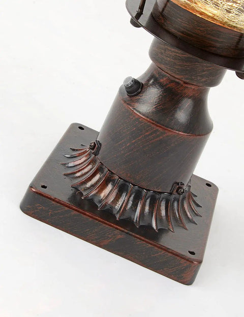 Base detail of No Fuss Dusk To Dawn Outdoor Post Lights with Photocell Sensor Rustic Oil Rubbed Brown Lanterns