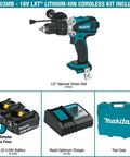 Hard Core Bad Boy 18V Cordless Hammer Driver Drill Kit Featuring 1/2 Inch Chuck And Two Speed Transmission, includes 2 batteries.