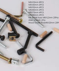 26-Piece All-In-One Baby Bed Frame Bolts And Crib Screws Hardware Replacement Kit With various M6 screws, nuts, and dowels visible