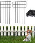 Set Of 25 No Dig Garden Fence Panels, Rustproof Metal Wire, 17 Inches High By 27 Feet Long, Dog And Rabbit Barrier shown with ground stakes
