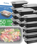 Fifty Pack Of Hundred Piece 24 Oz Meal Prep Containers With Lids Reusable Durable Leakproof And Food Safe Microwave Freezer And Dishwasher Safe