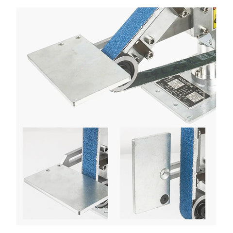 Heavy Duty Industrial Belt Sanding Machine With Roomy Workbench for Knockout Polish, 762x25mm sanding pad close-up.