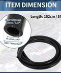 Beefed Up Silicone Vacuum Hose For Ford Vehicles 5 Feet Long 0.5 Inch ID 2.5mm Thick High Temperature Black Universal Air Vacuum Line Tube For Ford Explorers Escape Mustang Expedition Bronco F150 F250 F350 F450 F550 Ranger SUVs Pickups displayed with dimensions and details.